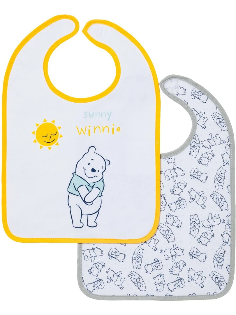 Lot de 2 bavoirs 1er âge Disney Winnie 6+ Jaune