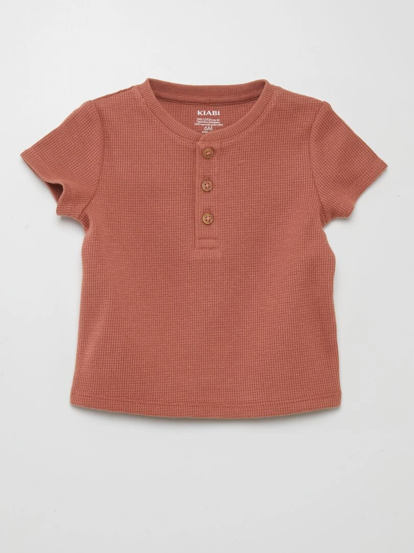 T shirt en maille gaufrée Rouille