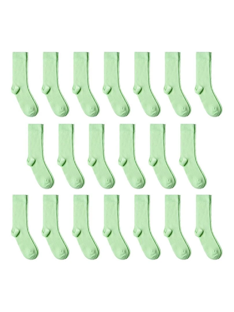 Chaussettes Jersey Coton Lot 20 Paires Fabrication UE Vert jade