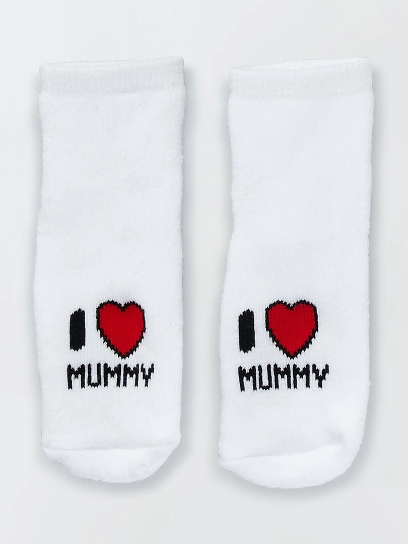 Lot 2 paires de chaussettes maille bouclette   Gris/blanc