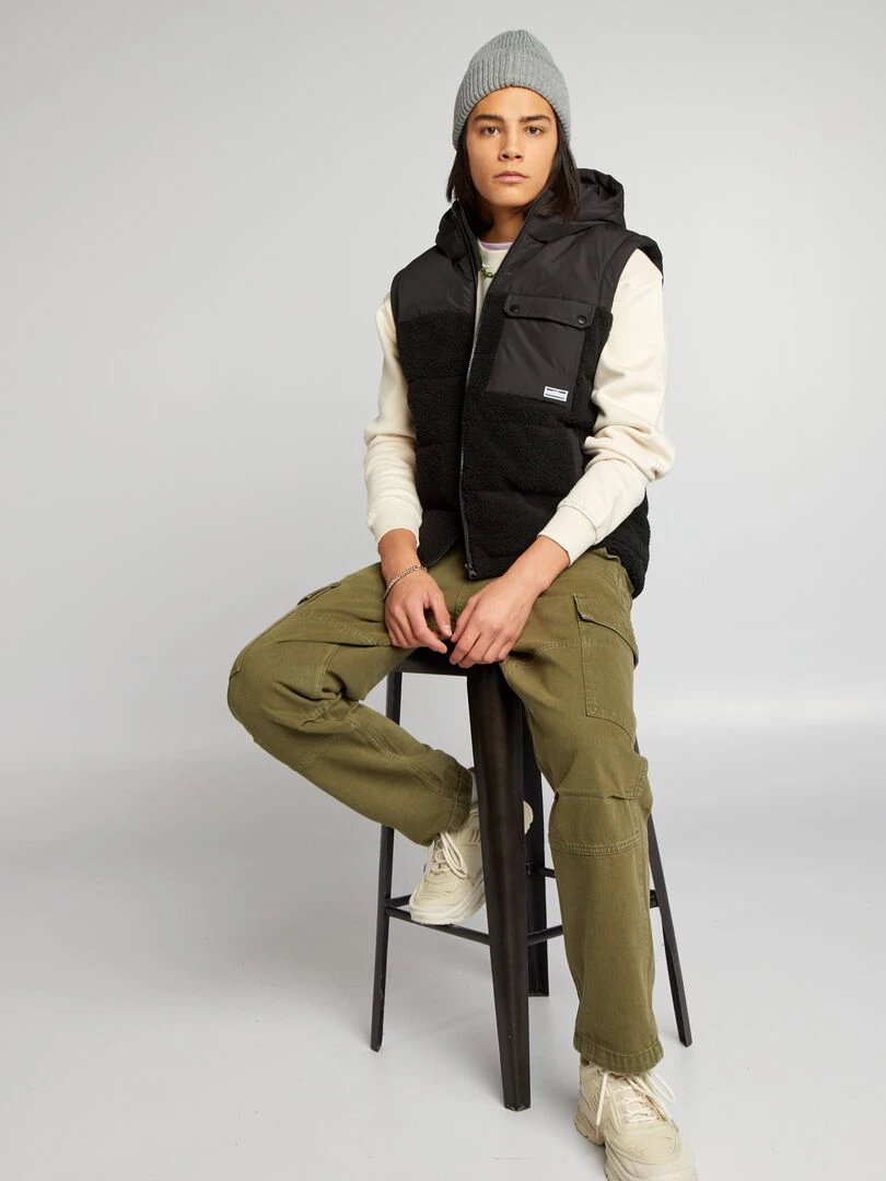 Veste en sherpa sans manches noir