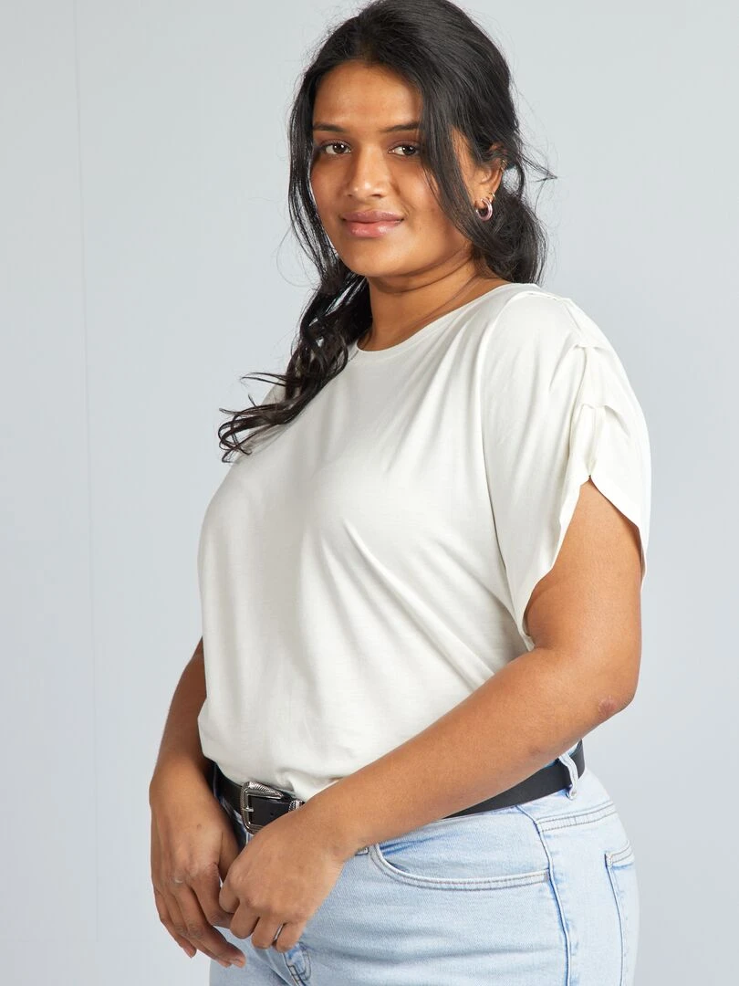 T shirt uni manches courtes blanc