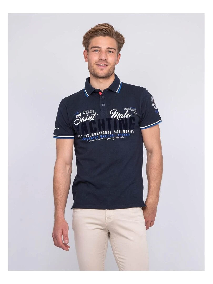 Polo pur coton PERBOL Bleu marine