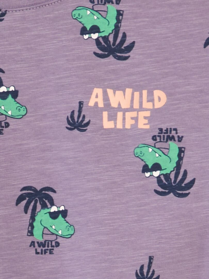 T shirt imprimé forme loose Violet croco