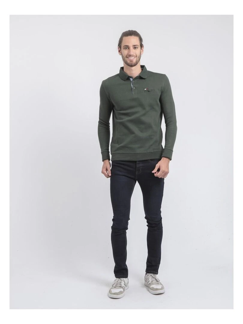 Pull fin col polo WAMITOL Vert foncé