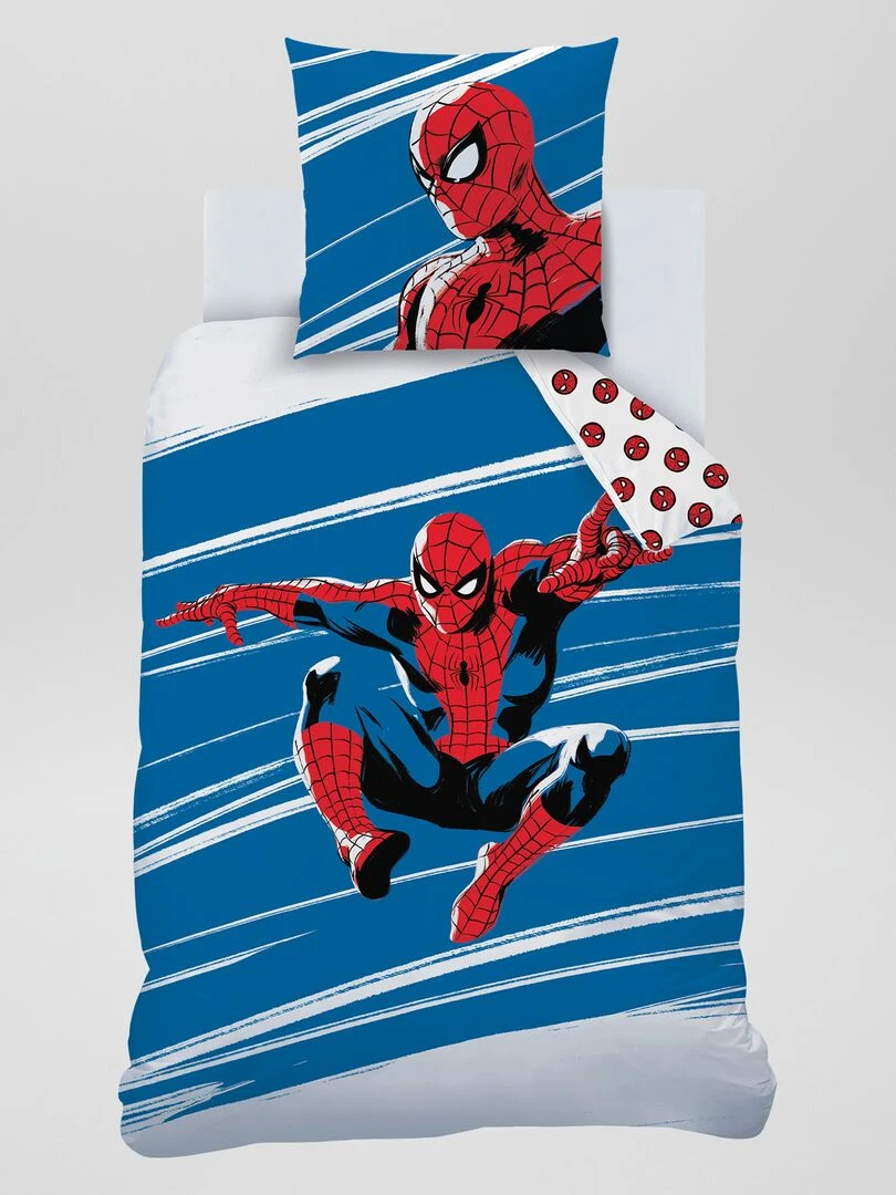 Parure de lit 'Spider Man' 1 personne bleu/rouge
