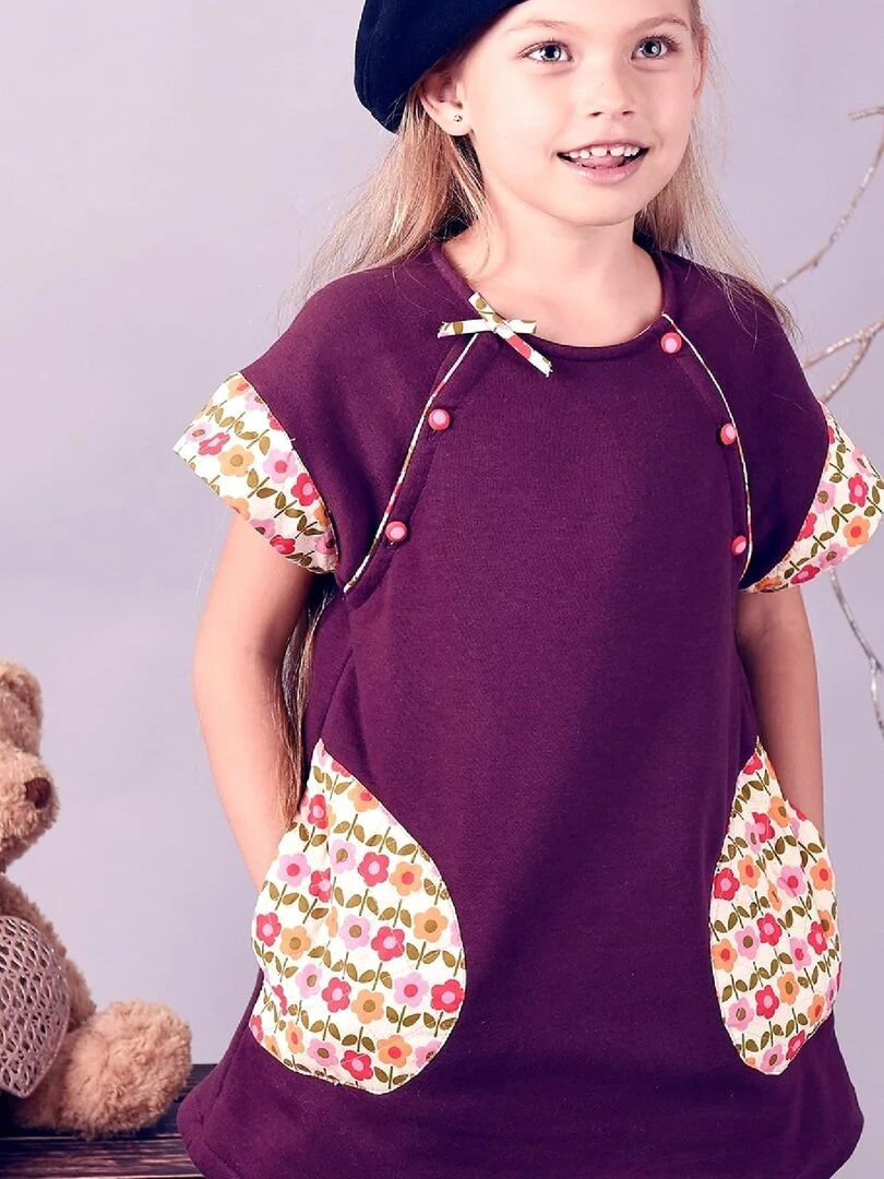 Robe Année 60 Hiver Fille Bdx Prune TWIGGY 'LA FAUTE A VOLTAIRE' Bordeaux