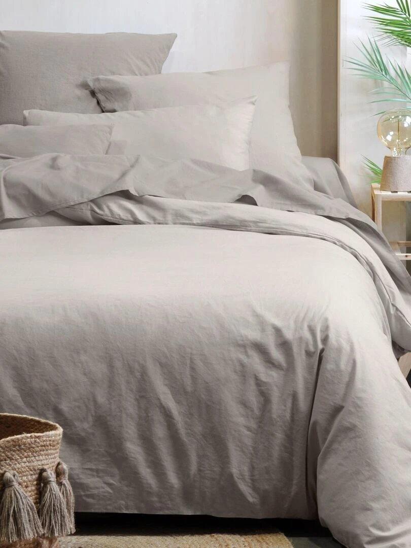Housse de couette unie en coton bio Beige