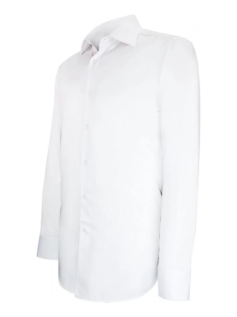 Chemise cintrée tissu armuré POINT   Blanc