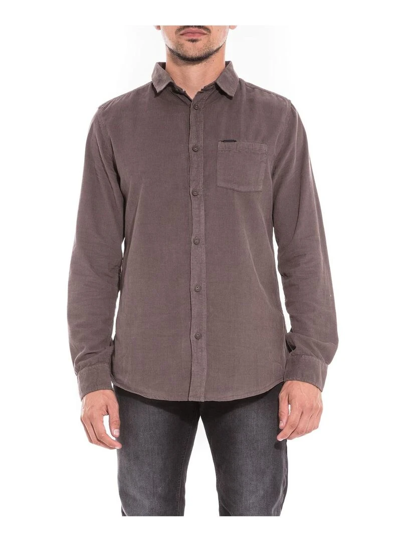Chemise manches longues velours TOWEN Kaki