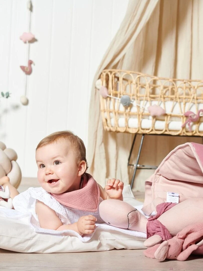 Lot de 2 bavoirs bandana en coton mousseline Rose pâle