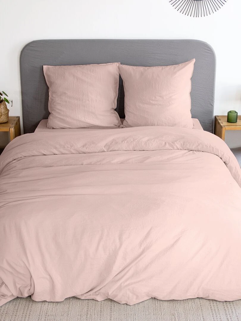 Parure de lit unie ultra douce 2 personnes Rose