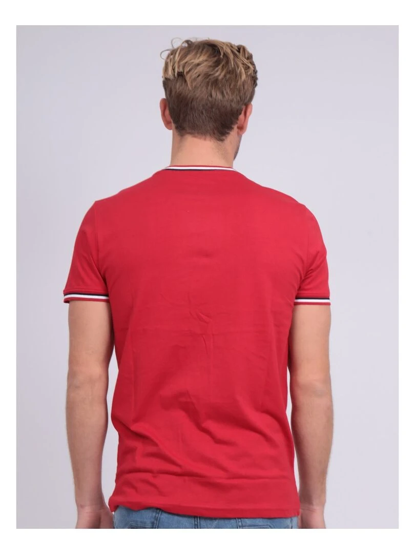 T shirt col rond pur coton NOBIWONE   Rouge
