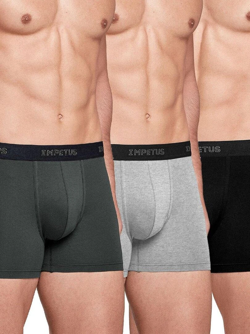 Offre 2+1 gratuit : pack de 3 boxers en coton Gris
