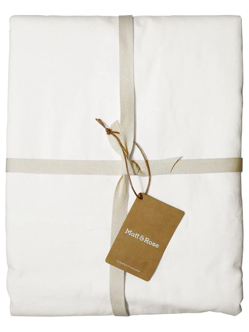 Housse de couette unie en coton  COTON LAVÉ   Blanc