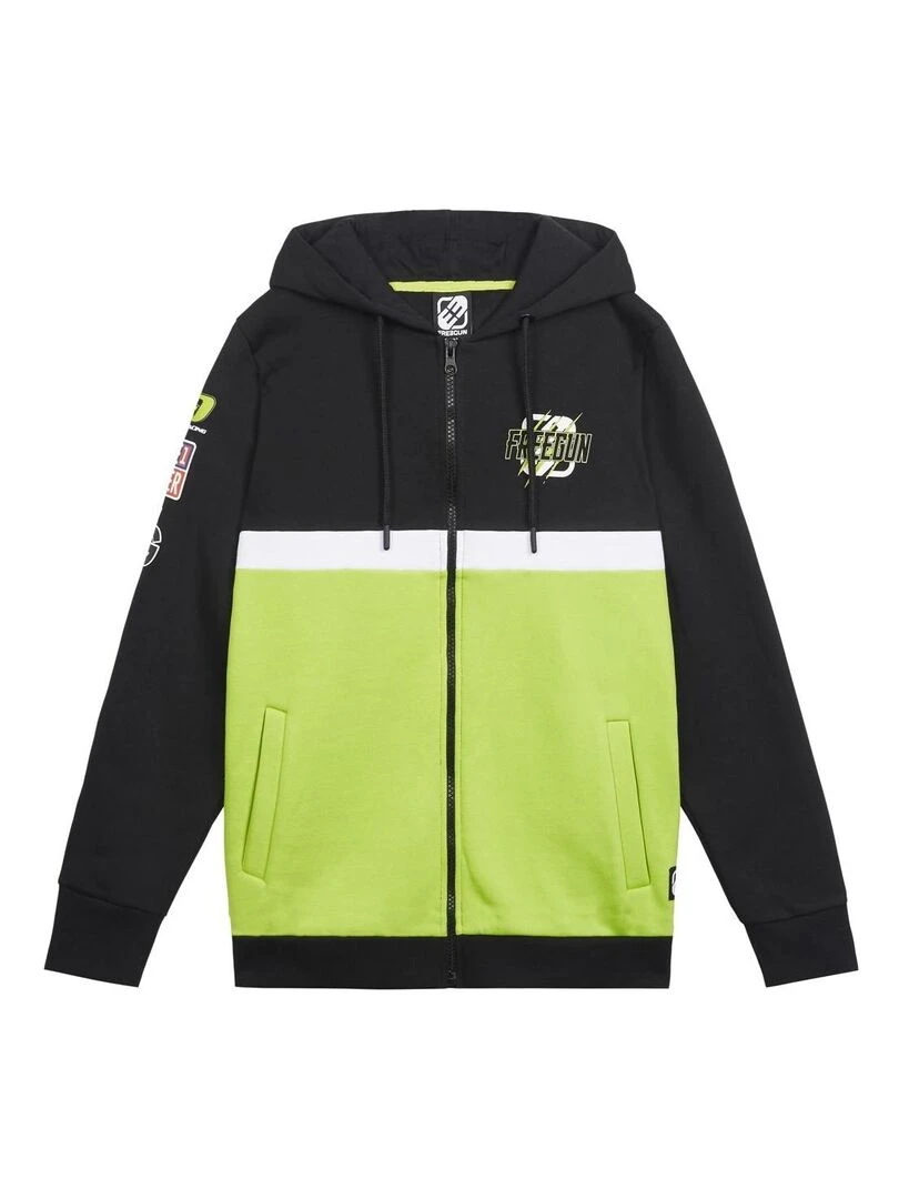 Sweat homme à capuche avec zip Collection Racing Freegun Vert