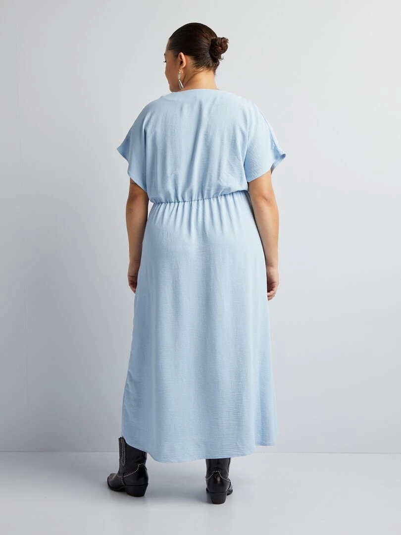 Robe longue fluide à manches courtes   Bleu clair
