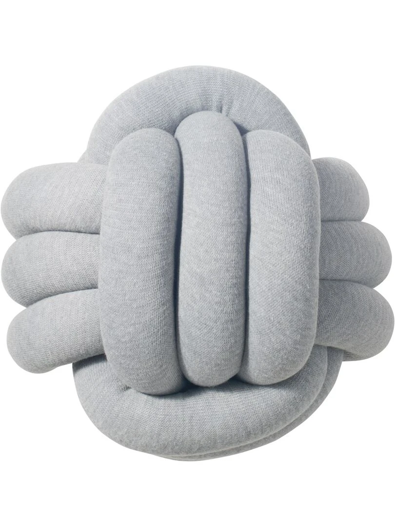 Coussin à nouer en coton tricoté Gris clair