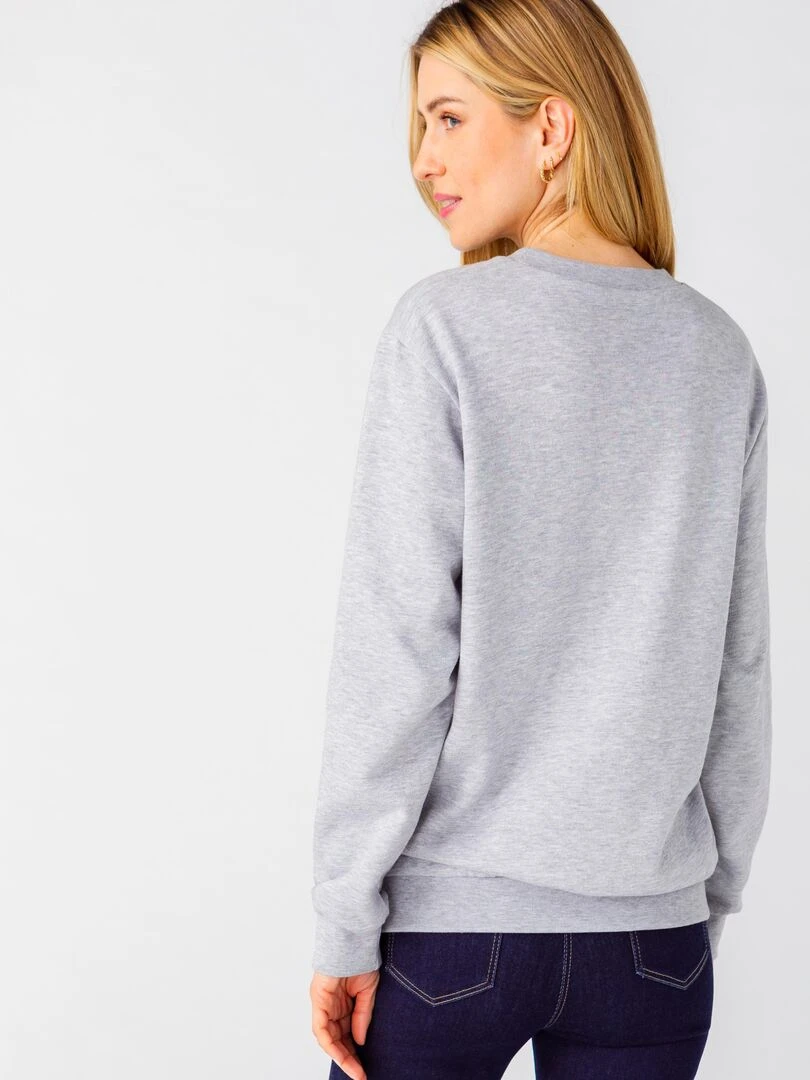 Sweat shirt en molleton Happy D. by Damart Gris chiné