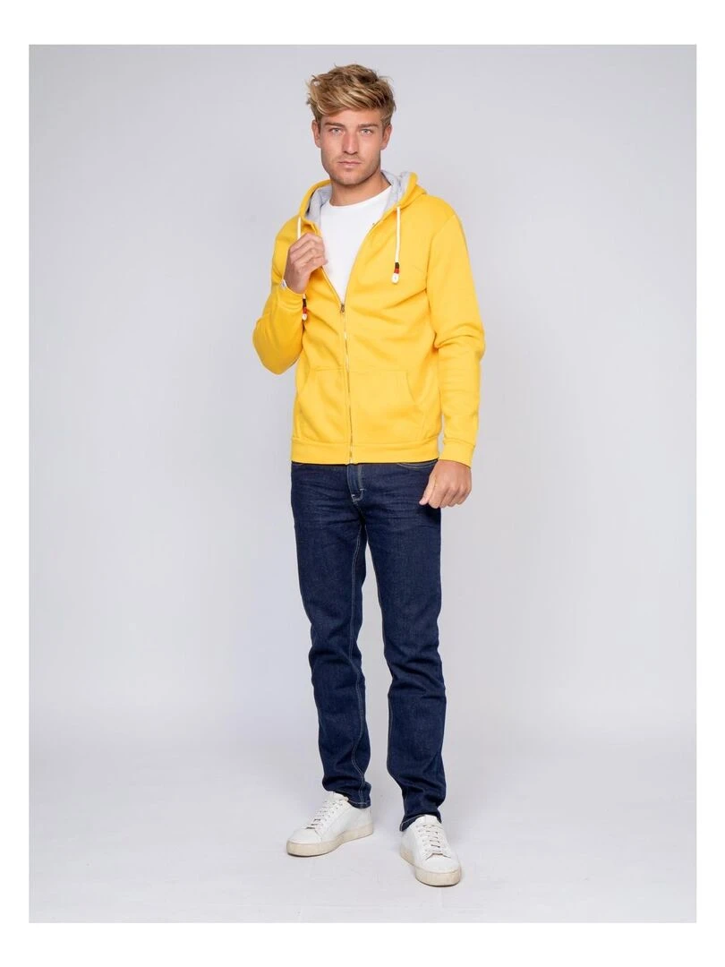 Sweat zippé capuche WAMS   Jaune