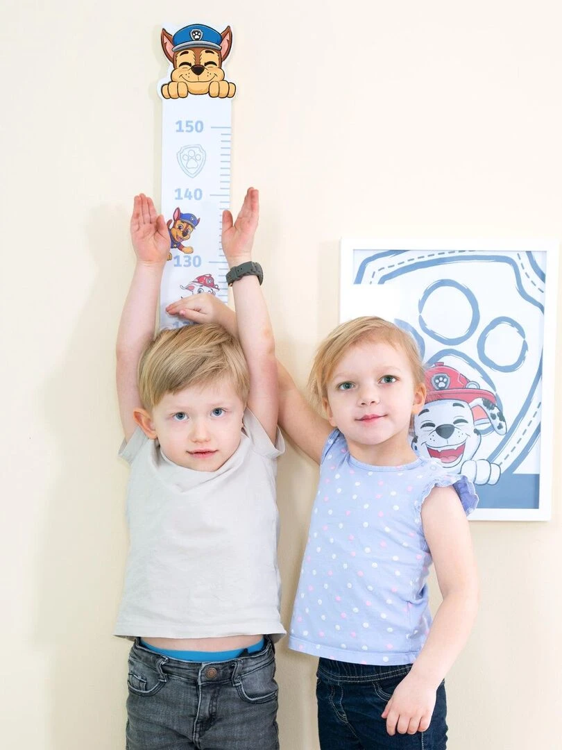ROBA Toise Murale pour la Chambre d'Enfant 'Paw Patrol' de 70 à 150 cm Motif Chiens Bleu Gris Blanc Bleu Gris