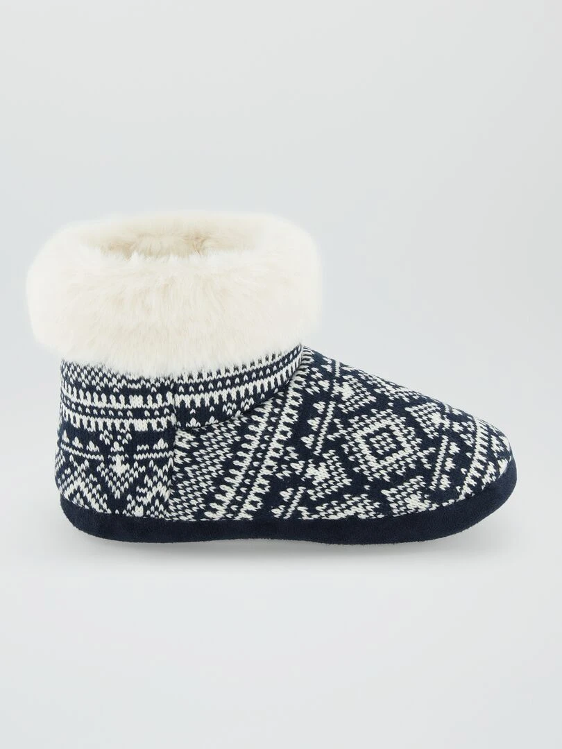 Chaussons bottines fourrées de Noël Marine