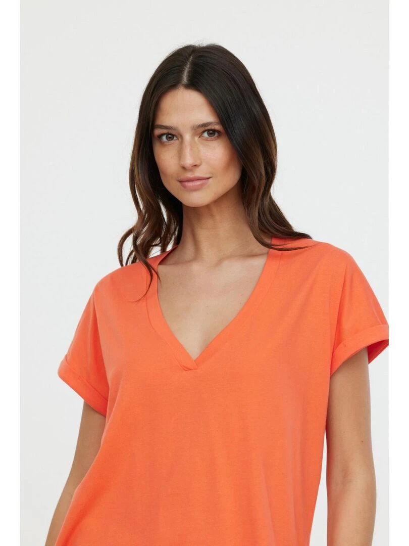 Lee Cooper   T Shirt manches courtes coton loose ALYS MC   Orange mandarine
