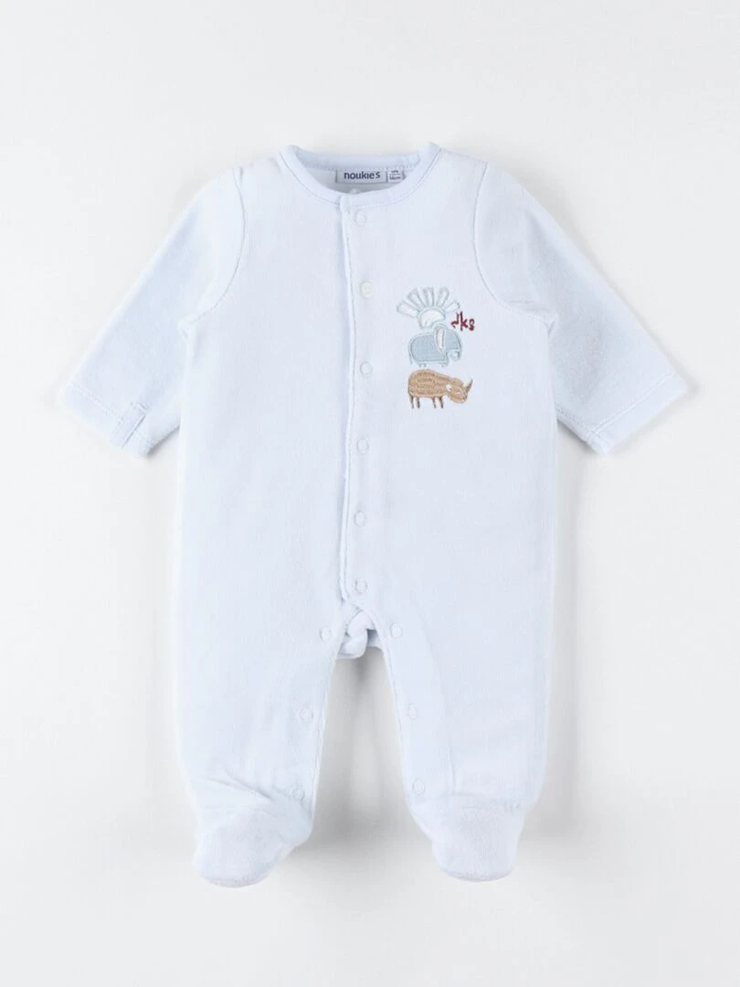 Pyjama 1 pièce rhino & éléphant en velours    Noukie's   Bleu