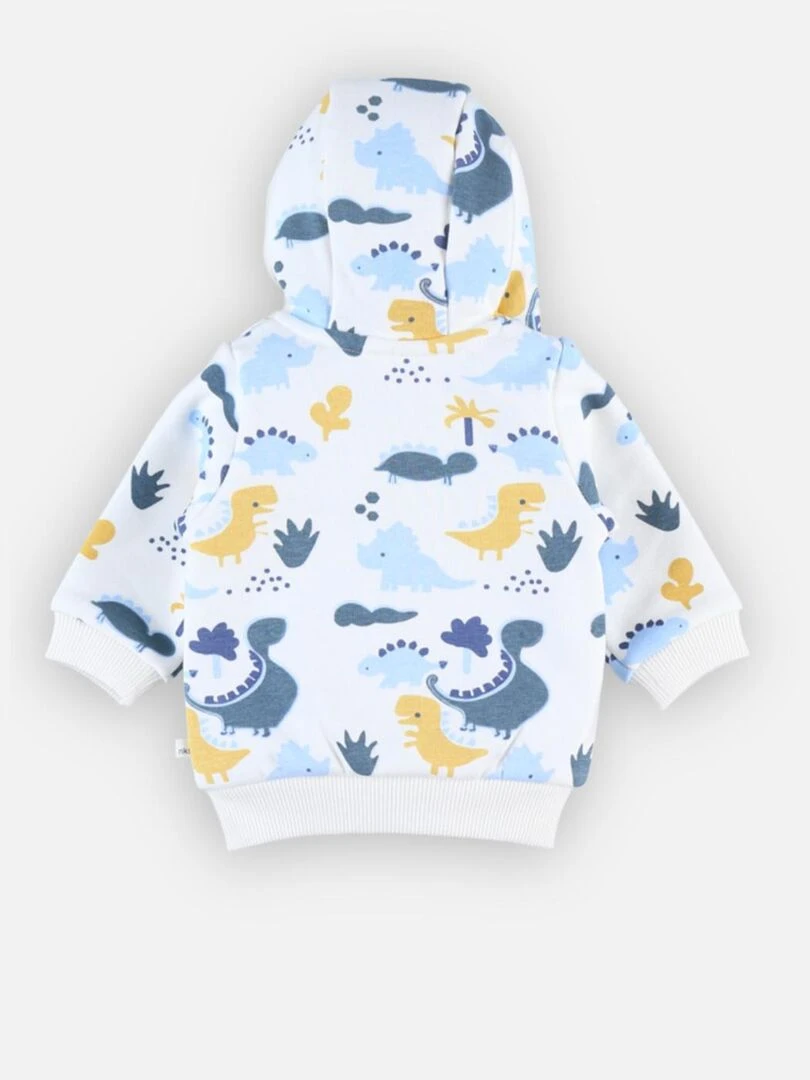 Sweat à capuche imprimés dinosaures  écru/bleu   Noukie's   Vert