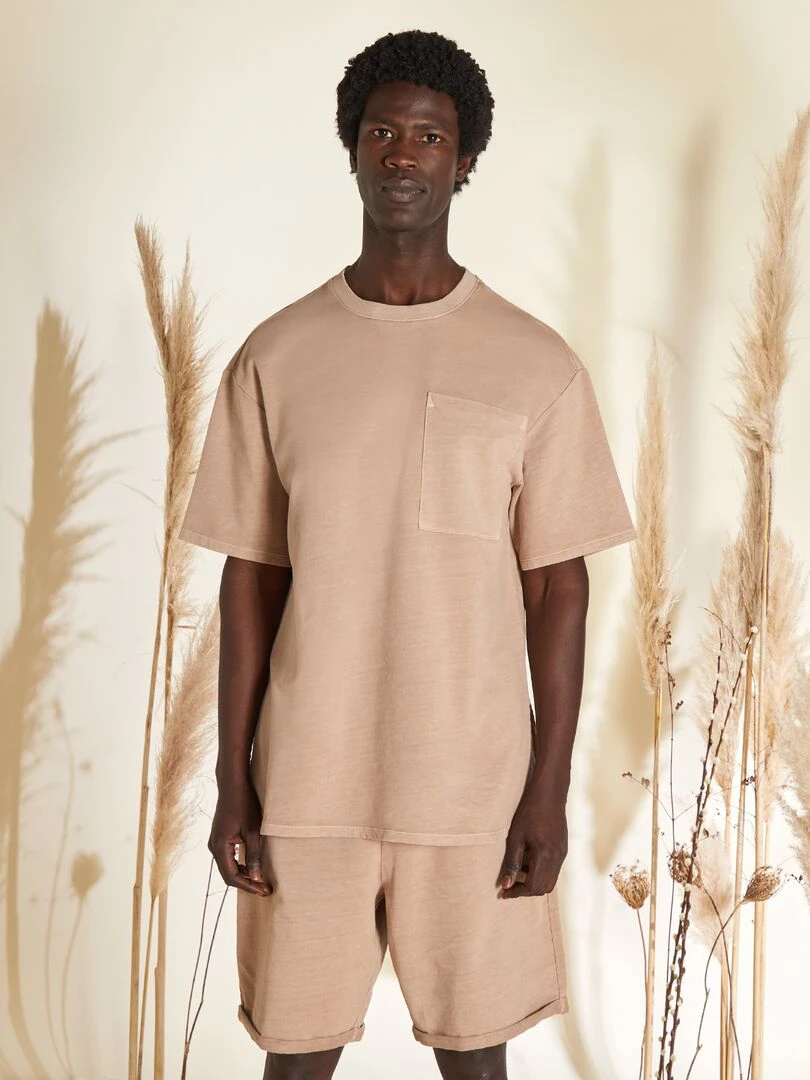 T shirt en jersey à col rond Unisexe Terracotta
