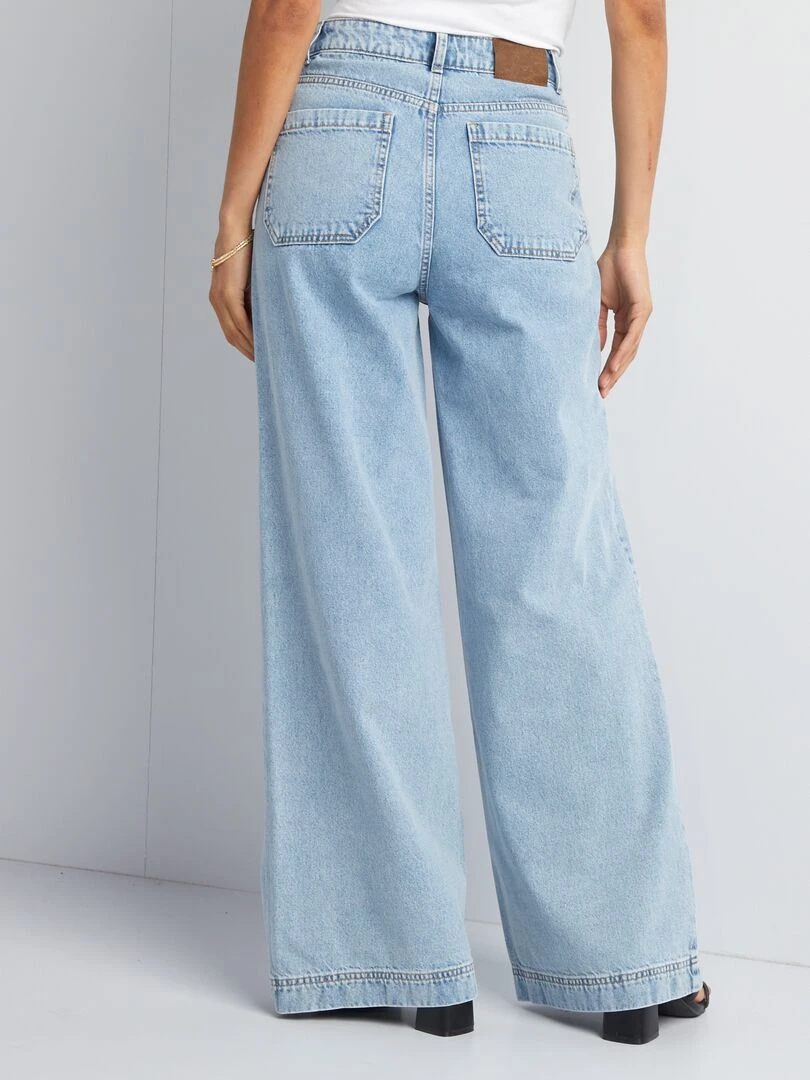 Jean large à boutons   Bleu