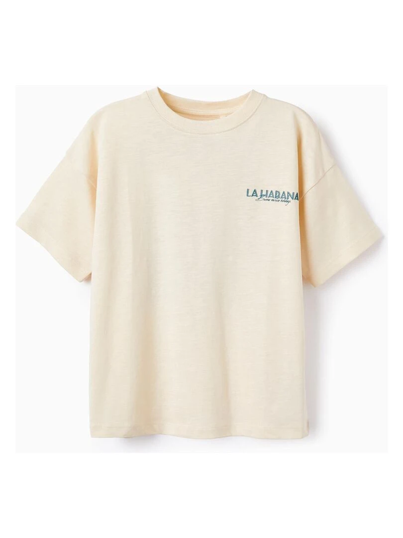 T Shirt De Coton Pour Garçon 'La Habana' manches courtes Blanc
