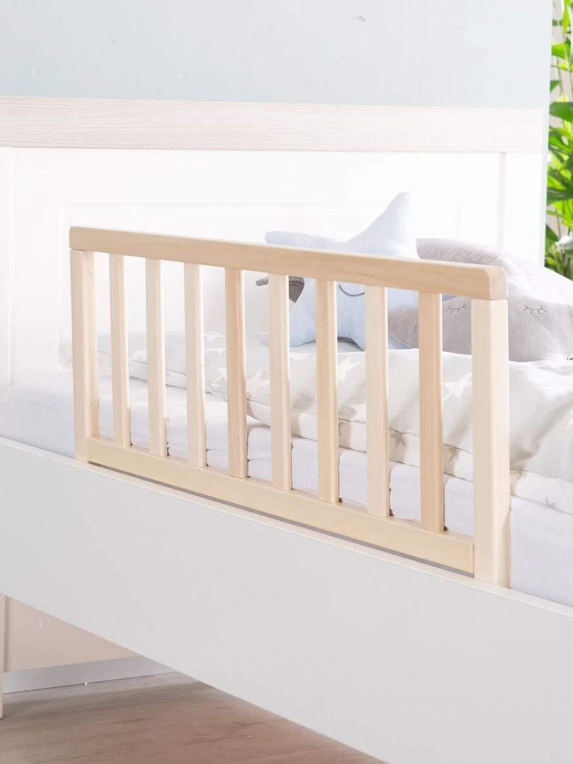 ROBA Barrière de Lit 90 cm Protection Anti Chute Sûre pour Bébés et Enfants Bois Naturel Beige