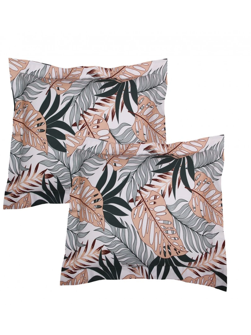 Blanc Avenue Lot De 2 Taies D'oreiller 50x70 Cm Satin De Coton Imprimé Multicolore