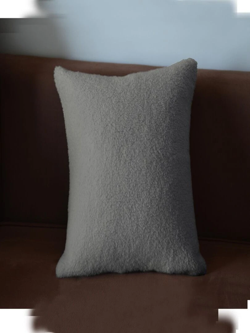 Housse de coussin Effet peau de mouton Beige