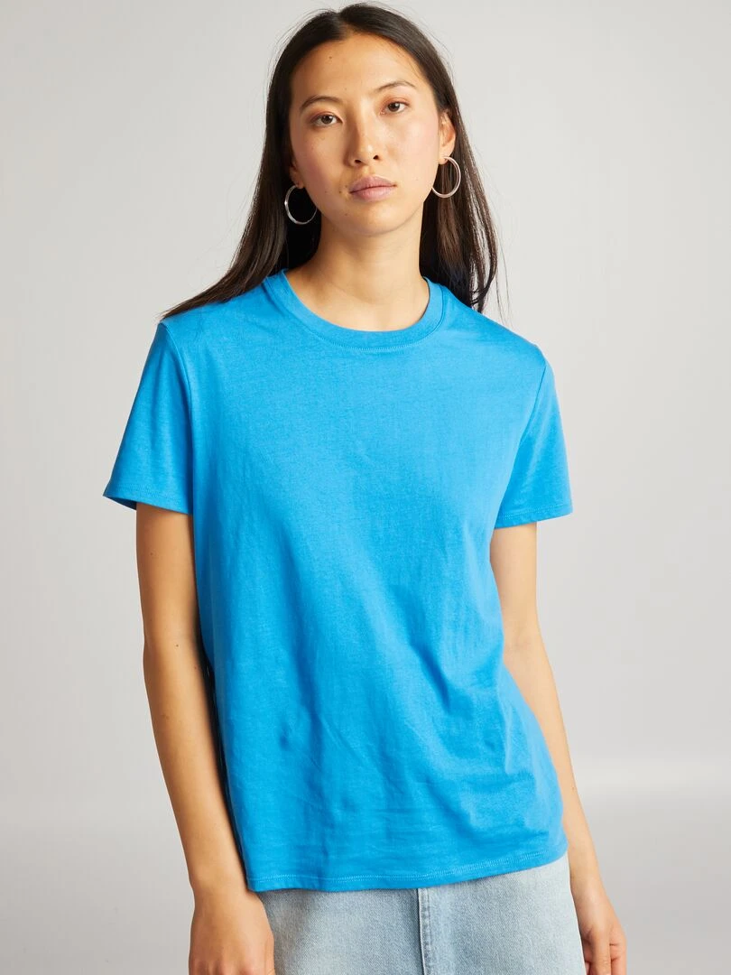 T shirt uni en jersey   Bleu foncé