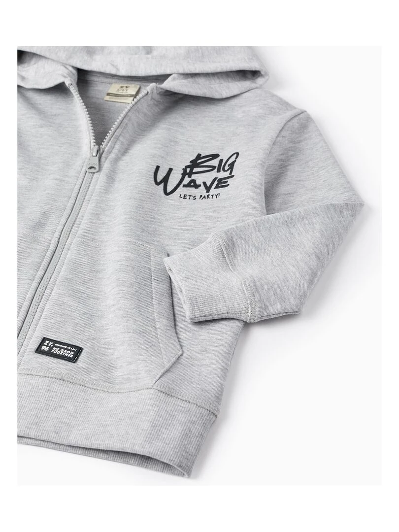 Manteau avec Fermeture Éclair et Capuche pour Garçon   NO DRAMA IN THE BAHAMAS   Gris clair