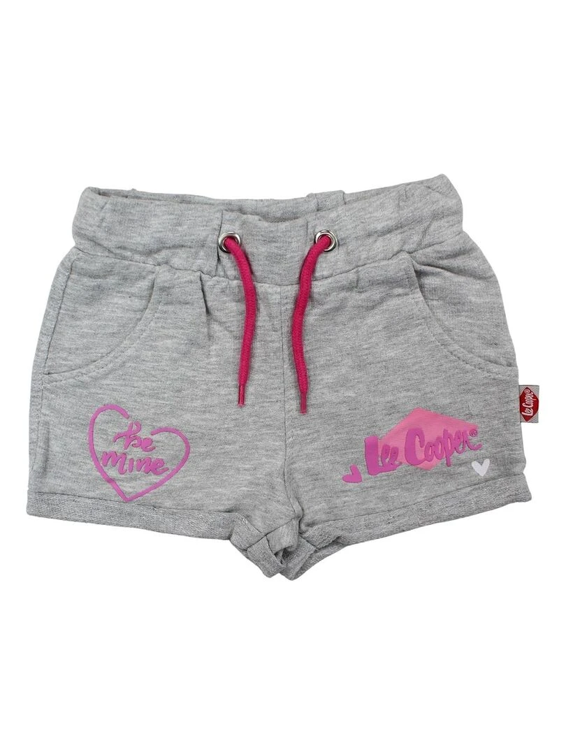Lee Cooper Short fille imprimé logo en coton Gris