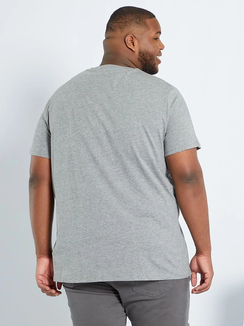 T shirt en jersey à col V gris chiné
