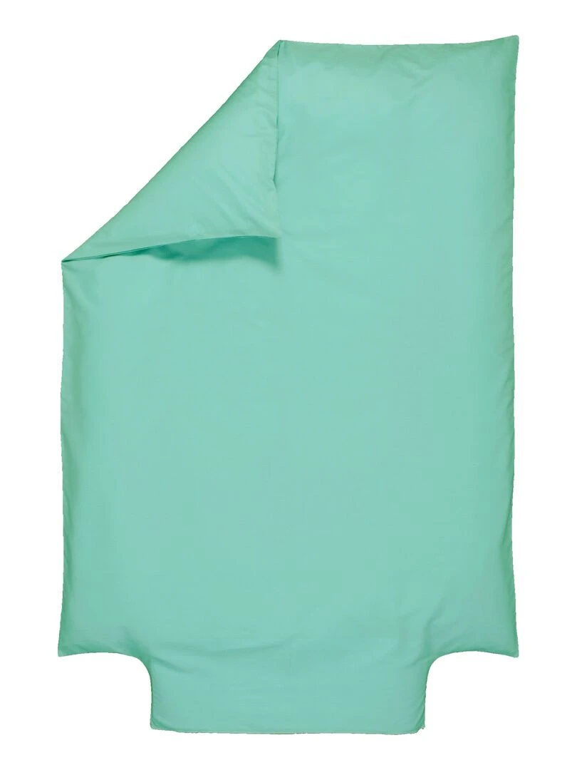 Housse de couette Coton Bio 57 fils 'P'tit Basile' Bleu turquoise