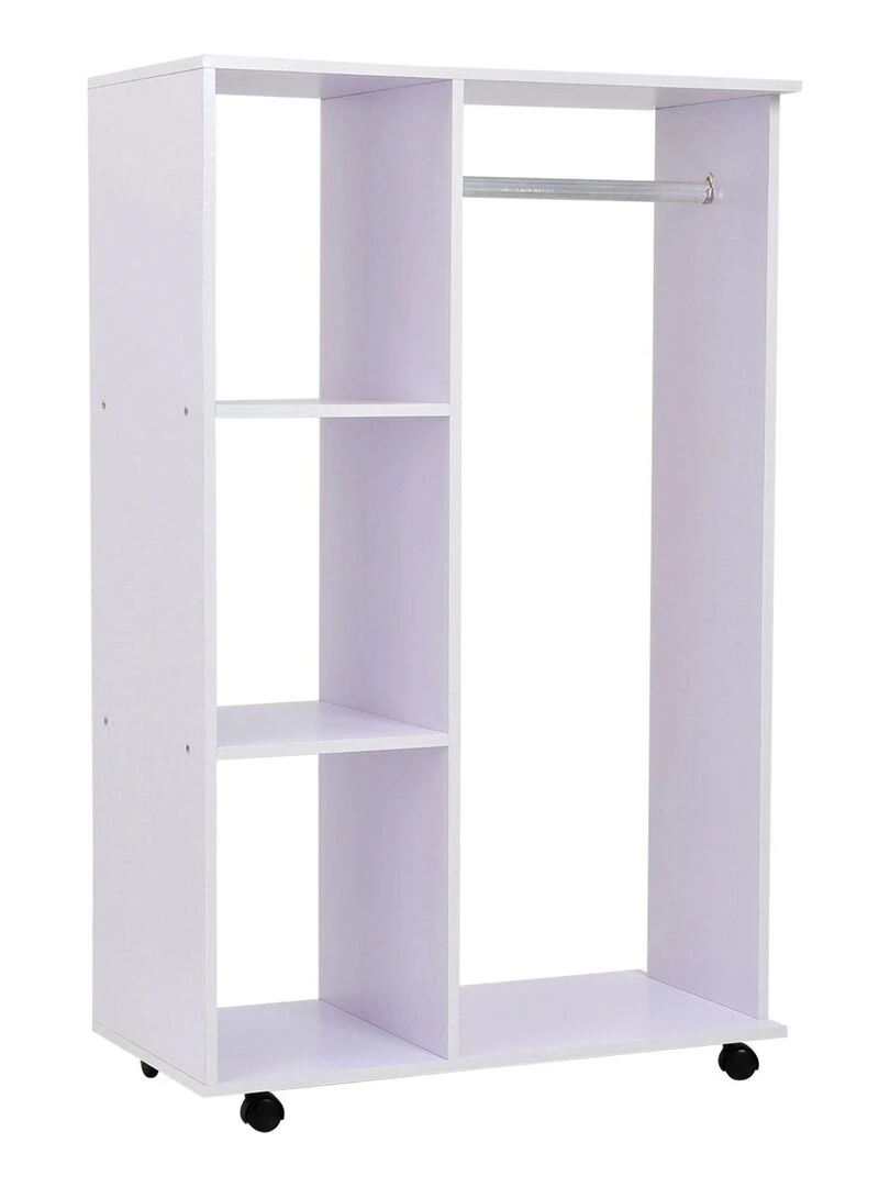 Armoire de rangement penderie à roulettes Blanc