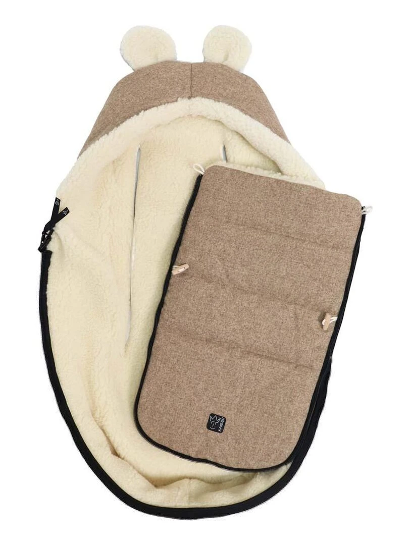 Chancelière capuche souris en laine marron (0 12 mois)   Marron