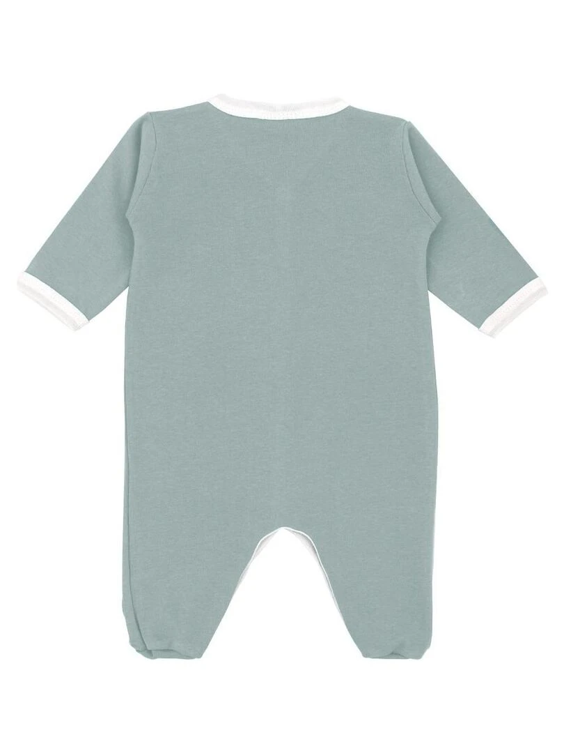 Pyjama été léger   100% coton biologique   1 à 6 mois   Vert forêt