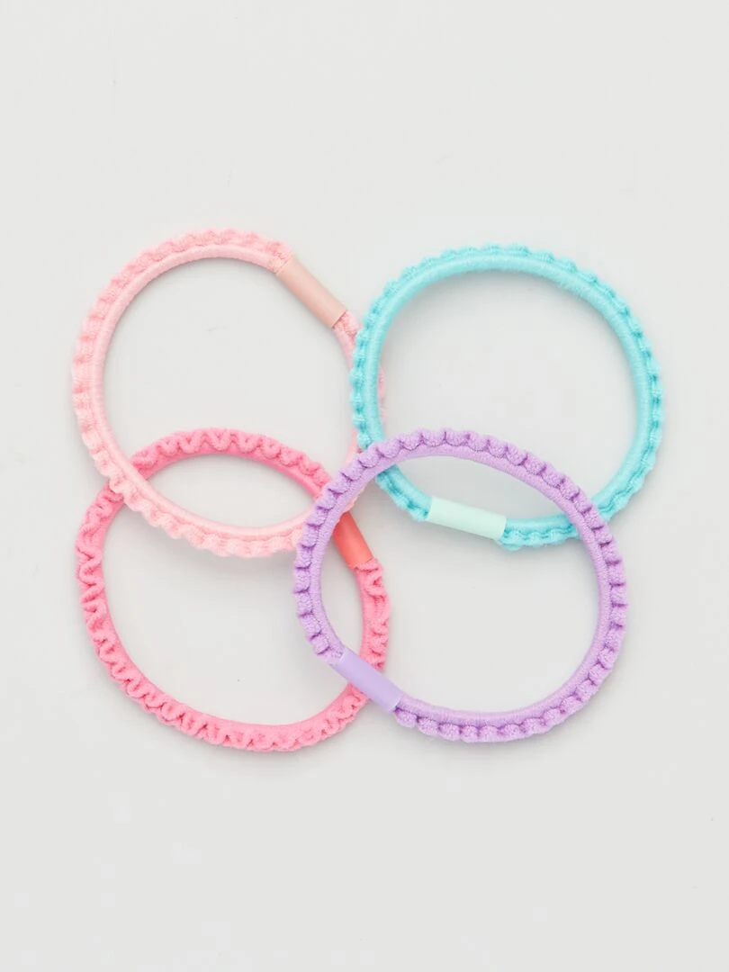 Lot de 3 pinces + 4 élastiques fantaisie Rose