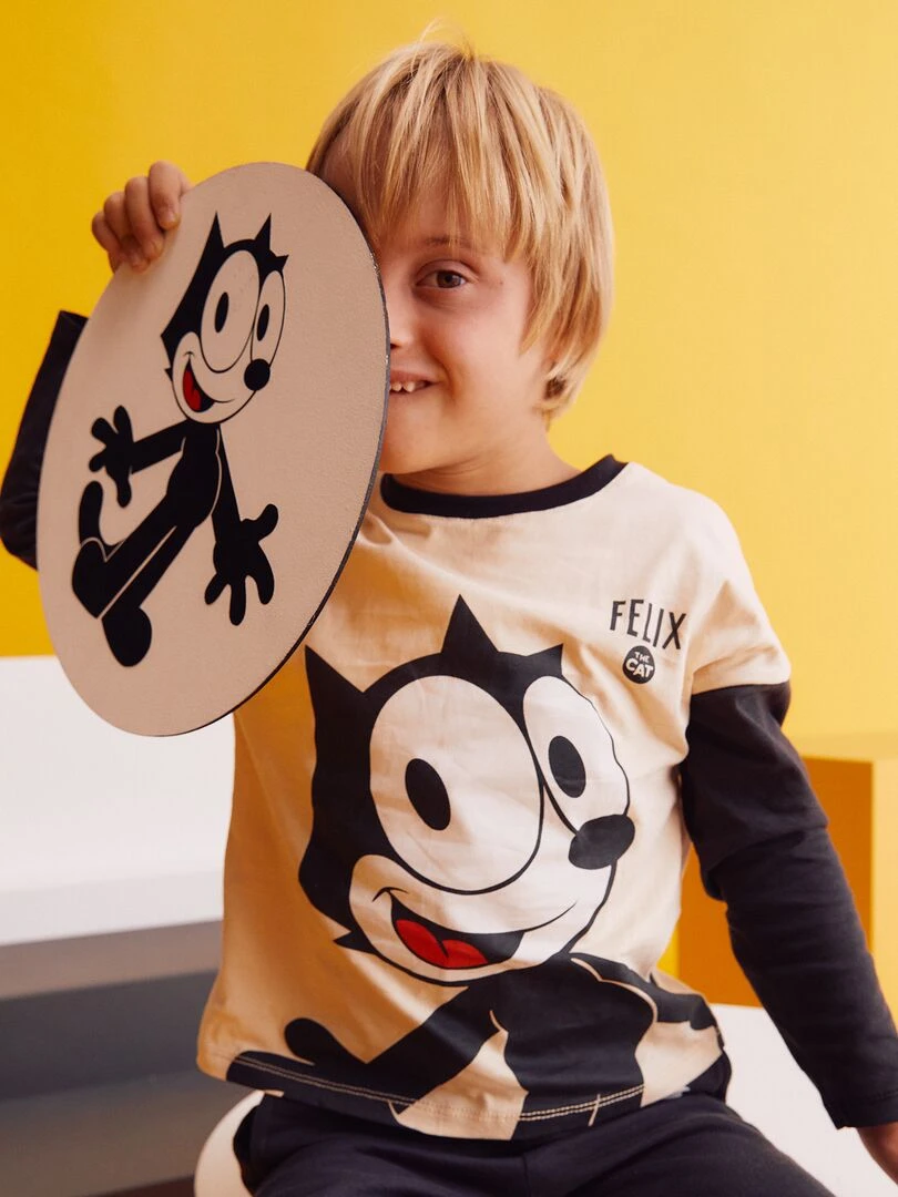 T shirt 'Felix the cat' Beige/noir