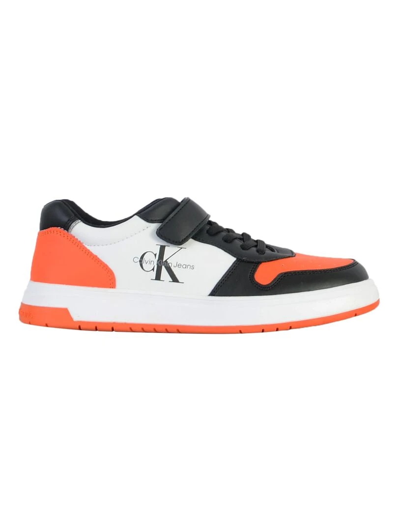Basket Cuir Calvin Klein Jeans Juniors Low Cut Lace up 2022 Orange