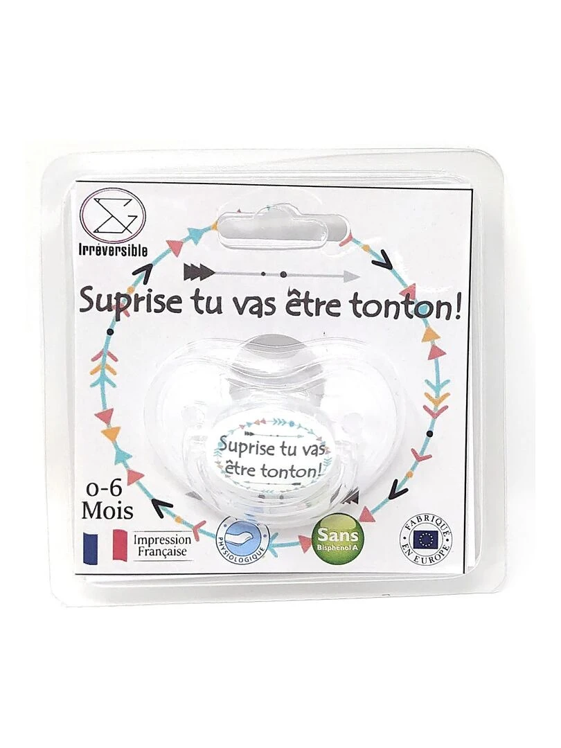 Sucette " Surprise tu vas être tonton  "   Blanc