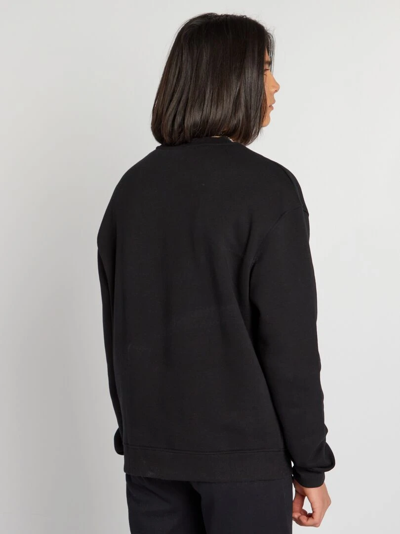 Sweat uni col rond   noir