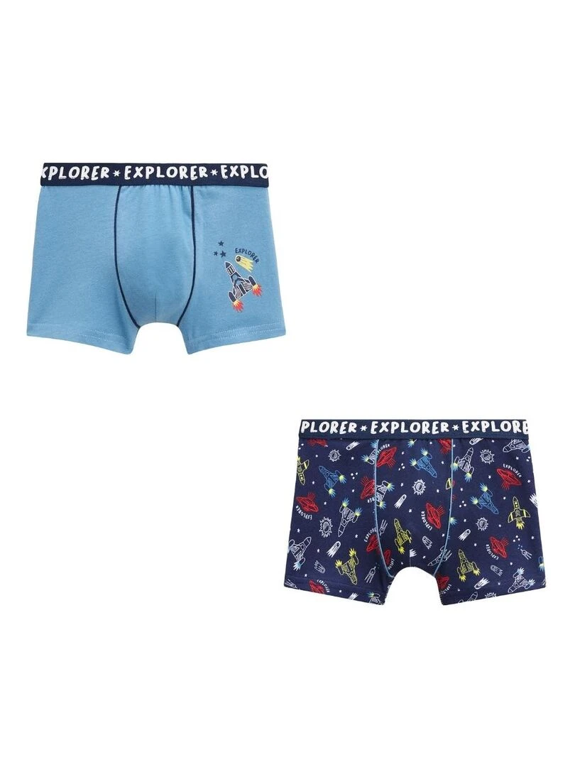 Lot de 2 boxers garçon Spatial Bleu