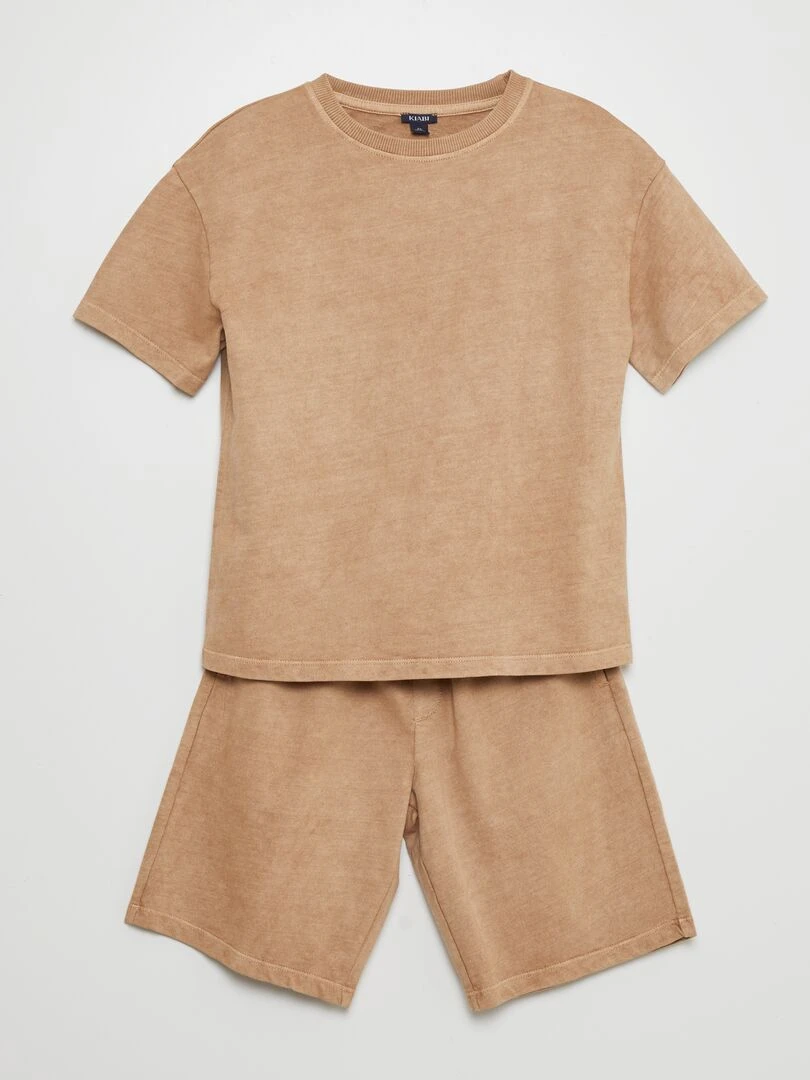Pyjama court   tee shirt + bermuda   2 pièces   terracotta